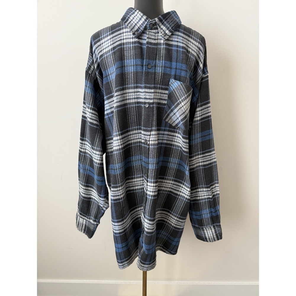 Jackson Hole Authentic Comfort Wear Flannel Shirt Men's 4X Blue Black White